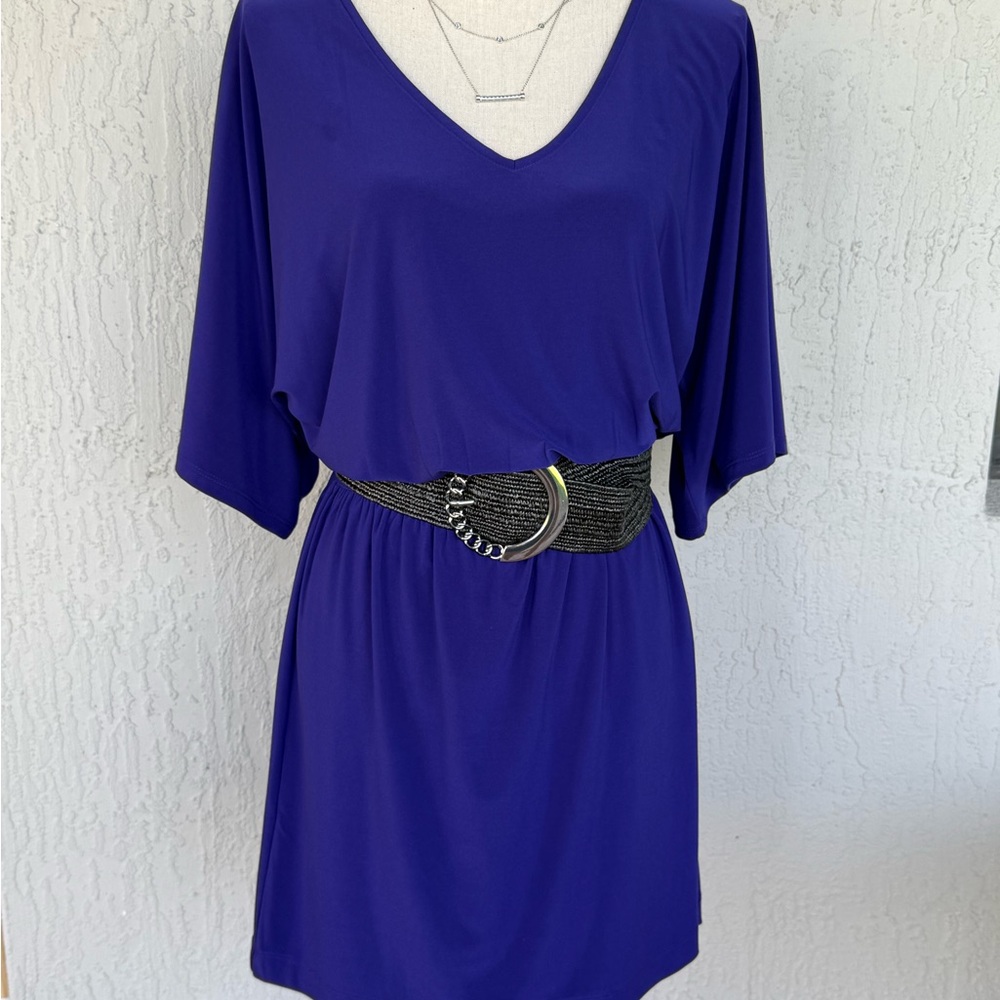 WHBM - Kimono Sleeve Smocked Waist Dress Chic Purple Dress